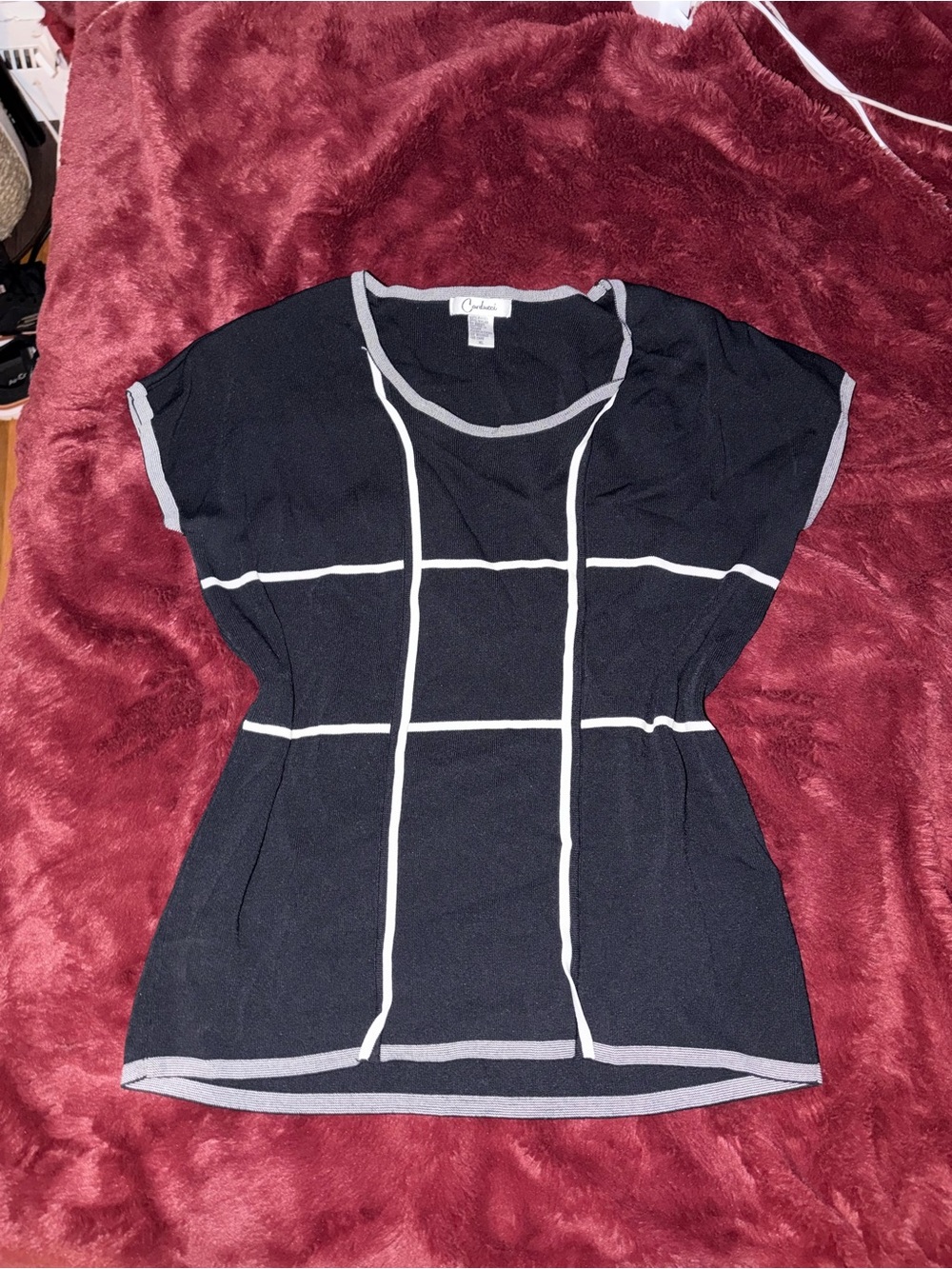 Vintage Carducci Minimalist Grid Knit Top (Size XL)